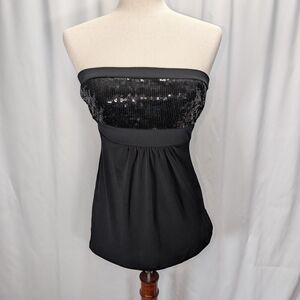 Charlotte Russe Strapless Black Sequin Top